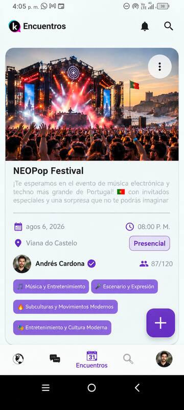 Ficha del encuentro «NEOPop Festival» con fecha, lugar, organizador y categorías