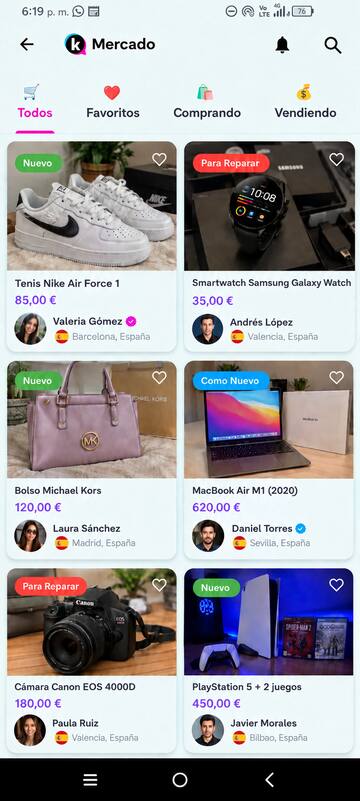 Mercado con zapatillas, relojes, bolsos, portátiles y cámaras a la venta